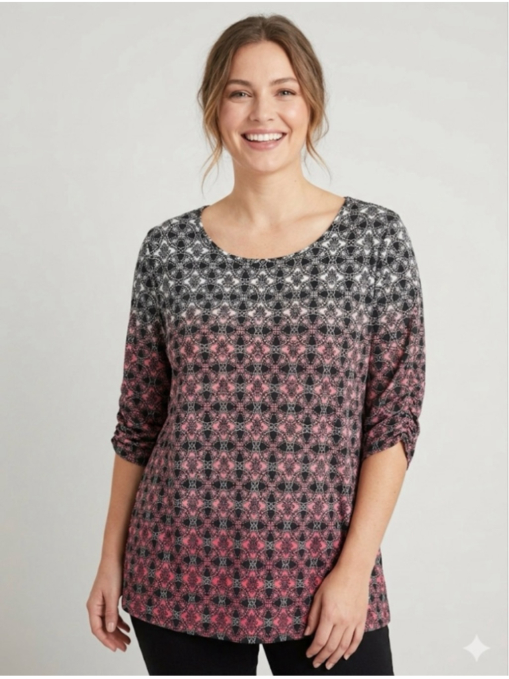 Christopher & Banks Top Black Pink Ombre Size L